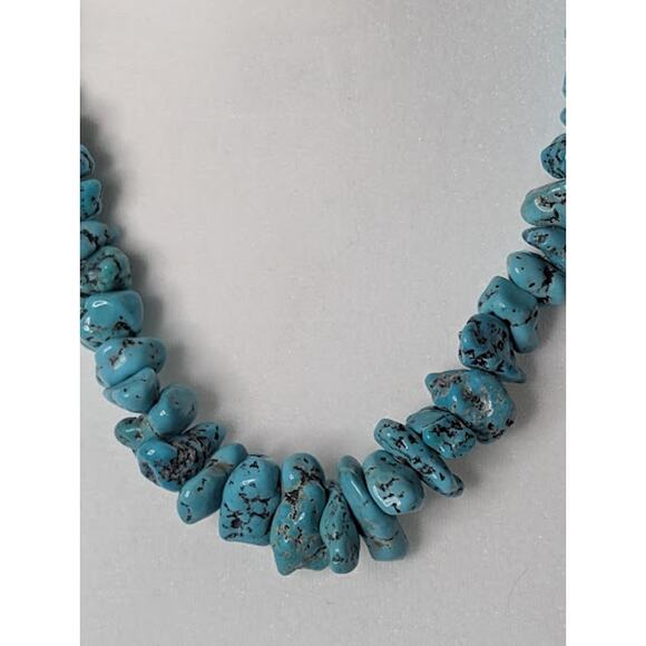 Vtg Native American Navajo Graduated Turquoise Nuggets Necklace 22" long BOHO - Picture 2 of 6